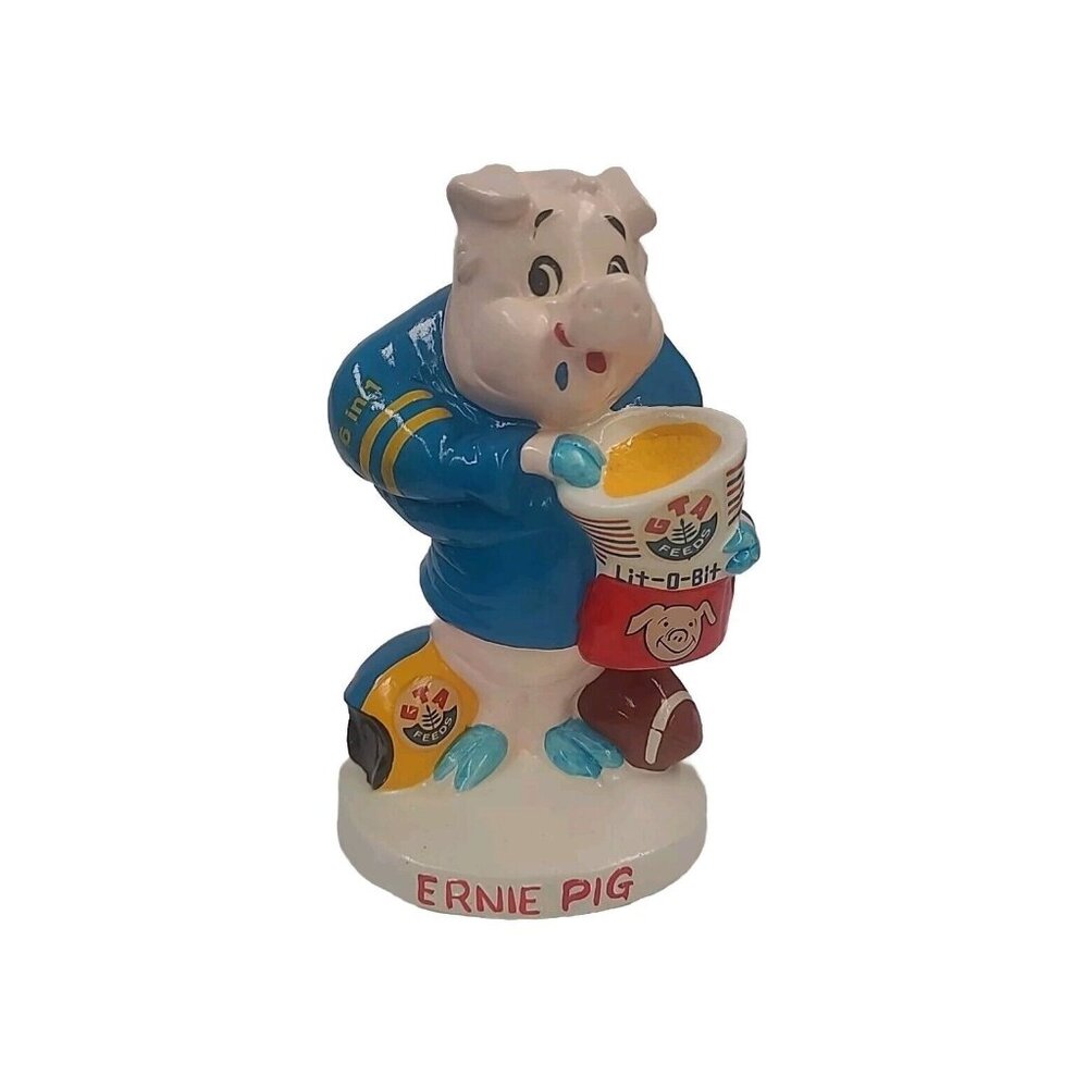 Vintage 1960s Ernie Pig GTA Feeds Advertising Figure Bank Football Chalkware